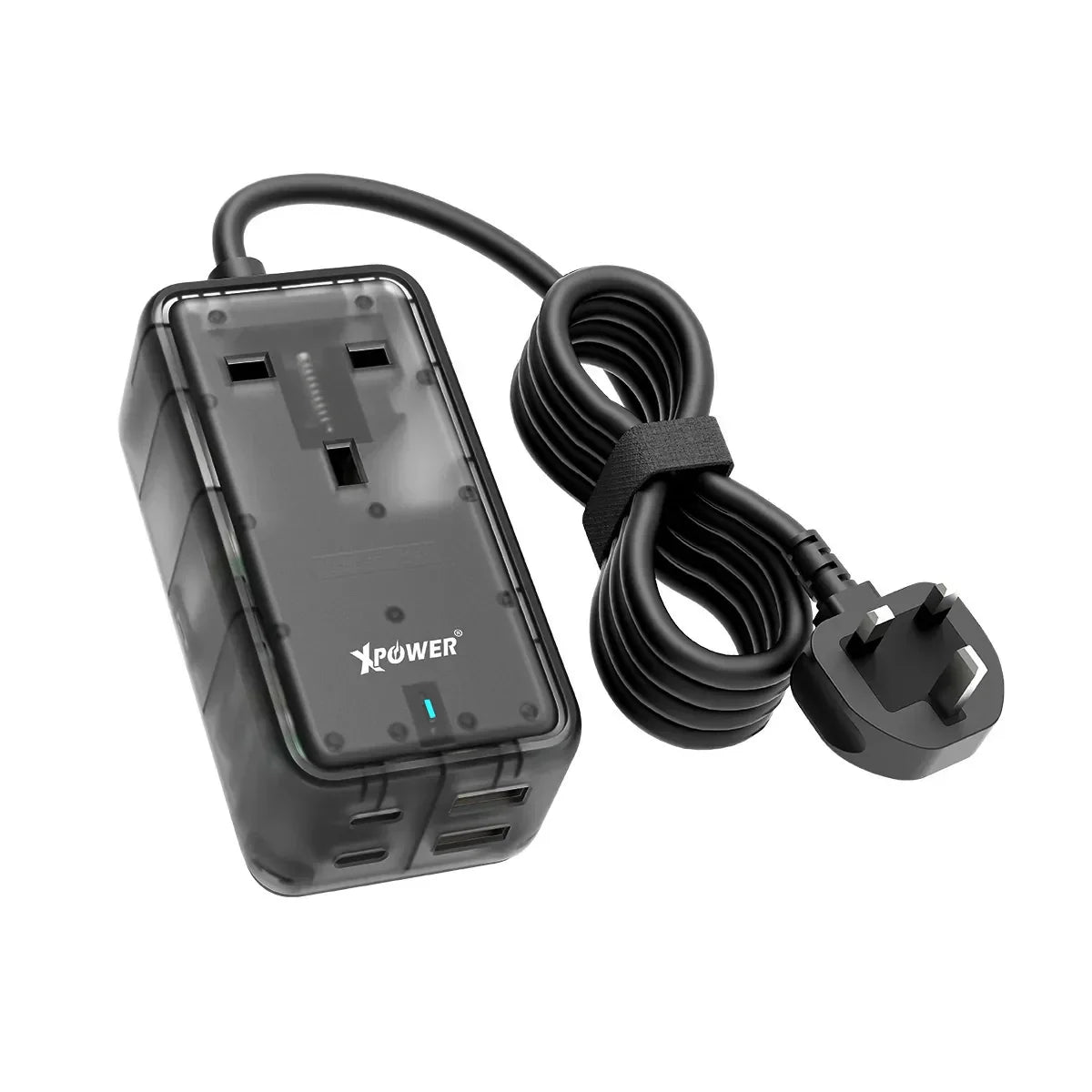 XPower PS1C 65W 5-Output Power Strip - Transparent Black - Tashqila XPower PS1C 65W 5-Output Power Strip - Transparent Black - Tashqila